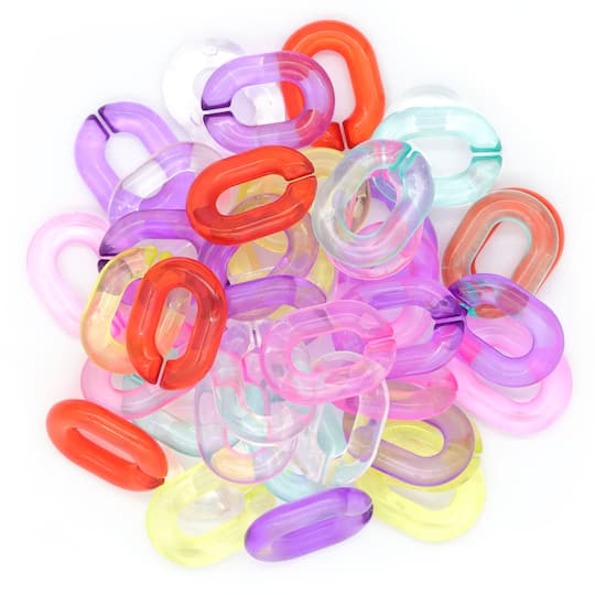 12 Packs: 60 ct. (720 total) Transparent Rainbow Plastic Chain Links by Creatology&#x2122;